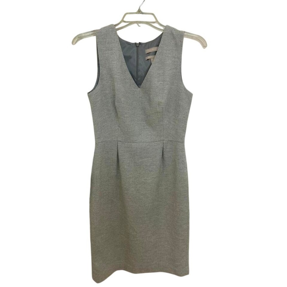 Banana Republic Gray sleeveless Vneck sheath dress Italian Wool Shimmer Sz 4 EUC